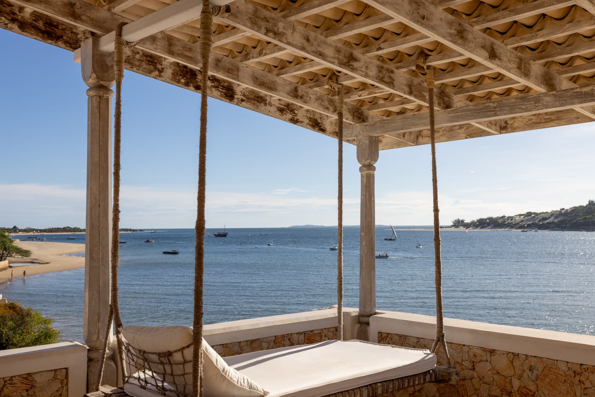 Open terrace at Amani House overlooking the ocean